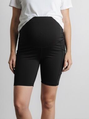 Maternity High-Waist Black Bike Shorts